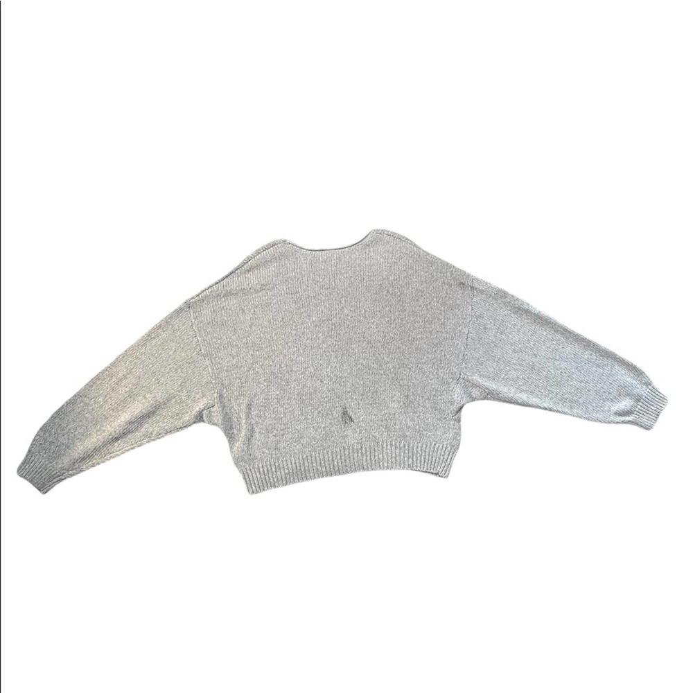 Free People | Grey 100% Cotton Cropped Oversized Drop Shoulder Sweater S - Picture 3 of 12